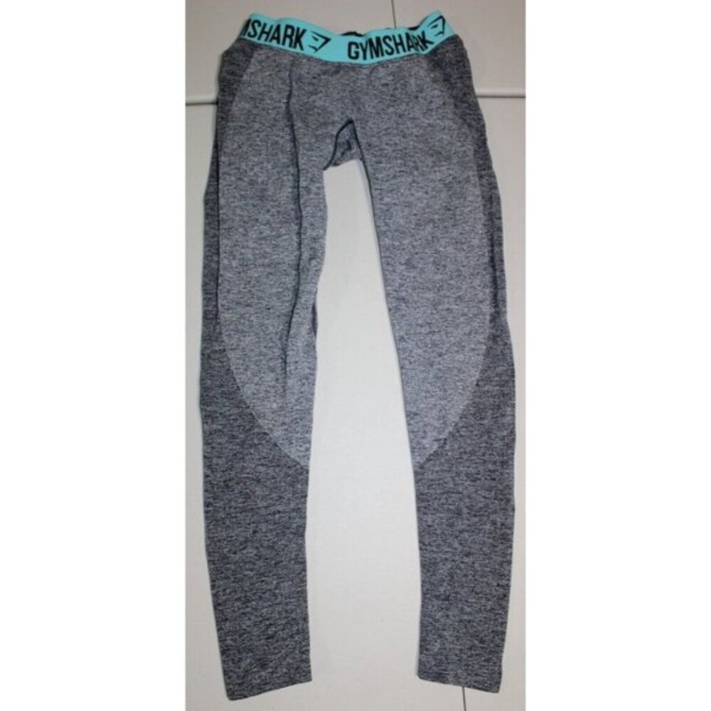 Womens Gymshark Dry Flex Low Rise Compression Leggings Small Gray Teal Moisture